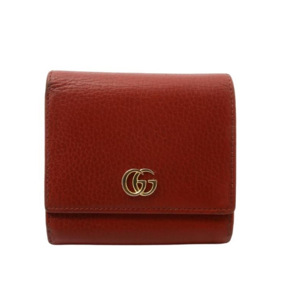 Gucci Marmot ❤️ Red Leather Wallet with Gold Double-G Logo